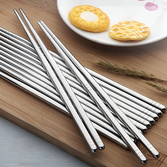ACDANC 304 Stainless Steel Chopsticks - Reusable 19/23cm Portable Lightweight Stainless Steel Polished Chopsticks - Metal Chopsticks 5 Pairs Set for Kitchen Dinner