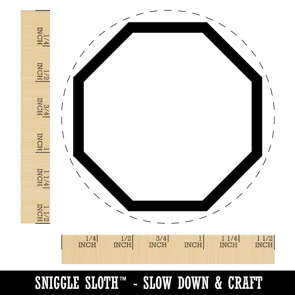 Octagon Border Outline Self-Inking Rubber Stamp Ink Stamper - Blue Ink - Large 1-1/2 Inch