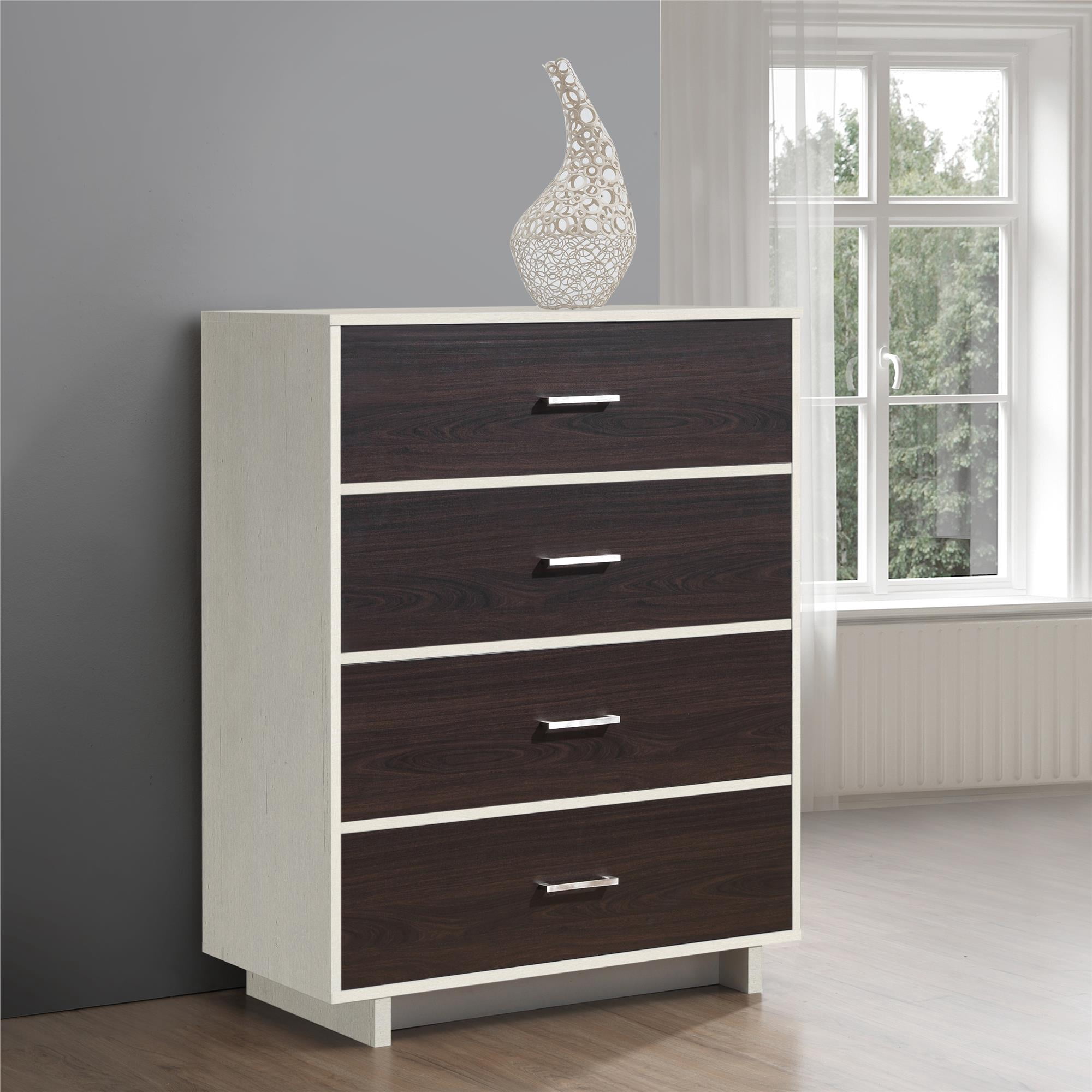 Ameriwood Home Colebrook 4 Drawer Dresser, Multiple Colors - Ivory/Espresso