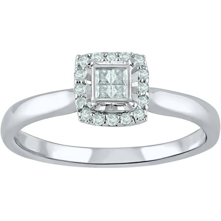 Forever Bride 1/6 Carat T.W. Illusion Framed Diamond Quad 10kt White Gold Engagement Ring