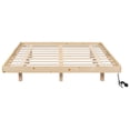 thumbnail image 3 of Queen Size Floating Bed with LED Lights, Wooden Low Profile Platform Bed with 6 Support Legs, Modern Queen Low Floating Bed Frame, Noise Free, No Box Spring Needed, Easy Assembly, Natural, 3 of 8