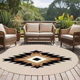 thumbnail image 4 of Round Rugs 5Ft, Brown Black Southwestern Round Area Rug Washable Indoor Throw Carpet, Geometric Ethnic Boho Soft Non Slip Circle Rug for Cabinet Bathroom Home Decor Aesthetic, 4 of 8