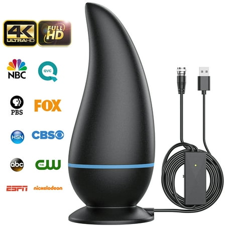 2024 Upgraded TV Antenna Indoor, 200 Miles Range 360° Reception Amplified Digital TV Antenna for Smart TV and All Older TV - HD Cable - Support 4K 8K 1080p and Other Resolutions (Black)