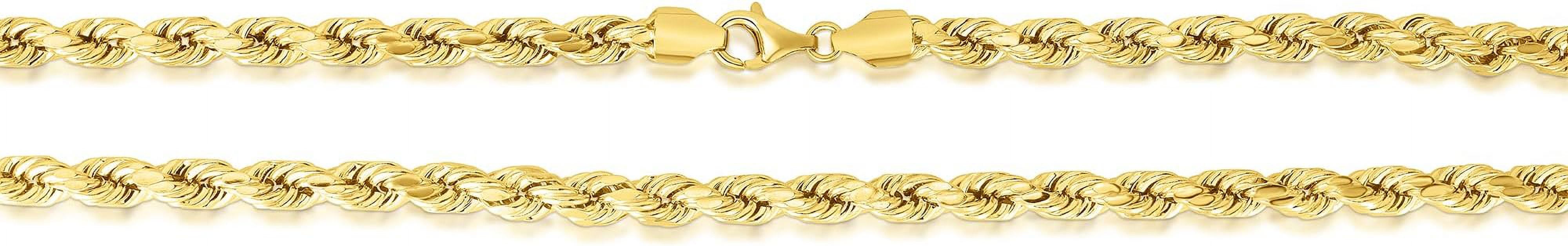 Floreo 10k Yellow Gold 7mm Diamond Cut Hollow Rope Chain Necklace