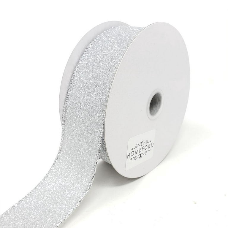 Silver - Metallic Wired Edge Ribbon - ( 1-1/2 Inch
