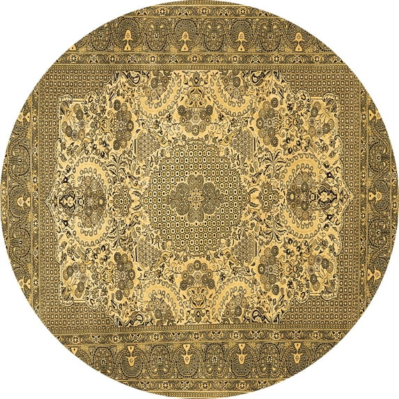 Ahgly Company Indoor Round Medallion Brown Traditional Area Rugs, 5' Round