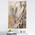 thumbnail image 1 of Music Tapestry, Jazz Musician Playing the Saxophone Solo in the Street on Grunge Background Art Print, Fabric Wall Hanging Decor for Bedroom Living Room Dorm, 5 Sizes, Brown Ecru, by Ambesonne, 1 of 1