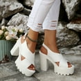 thumbnail image 4 of FRSASU Sandals Women's Thick-Soled High-Heeled Sandals Fashionable Casual Versatile Fish Mouth Wrap-Around Summer Sandals White 6.5(38), 4 of 8