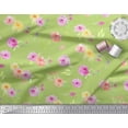 thumbnail image 2 of Soimoi Green Poly Georgette Fabric Leaves & Grandiflora Roses Floral Print Sewing Fabric Yard 42 Inch Wide, 2 of 5