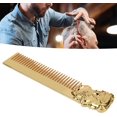 thumbnail image 2 of Ymiko Stainless Steel 3D Portrait Shape Beard Comb, Gold, Men's Beard & Hair Comb, 2 of 8