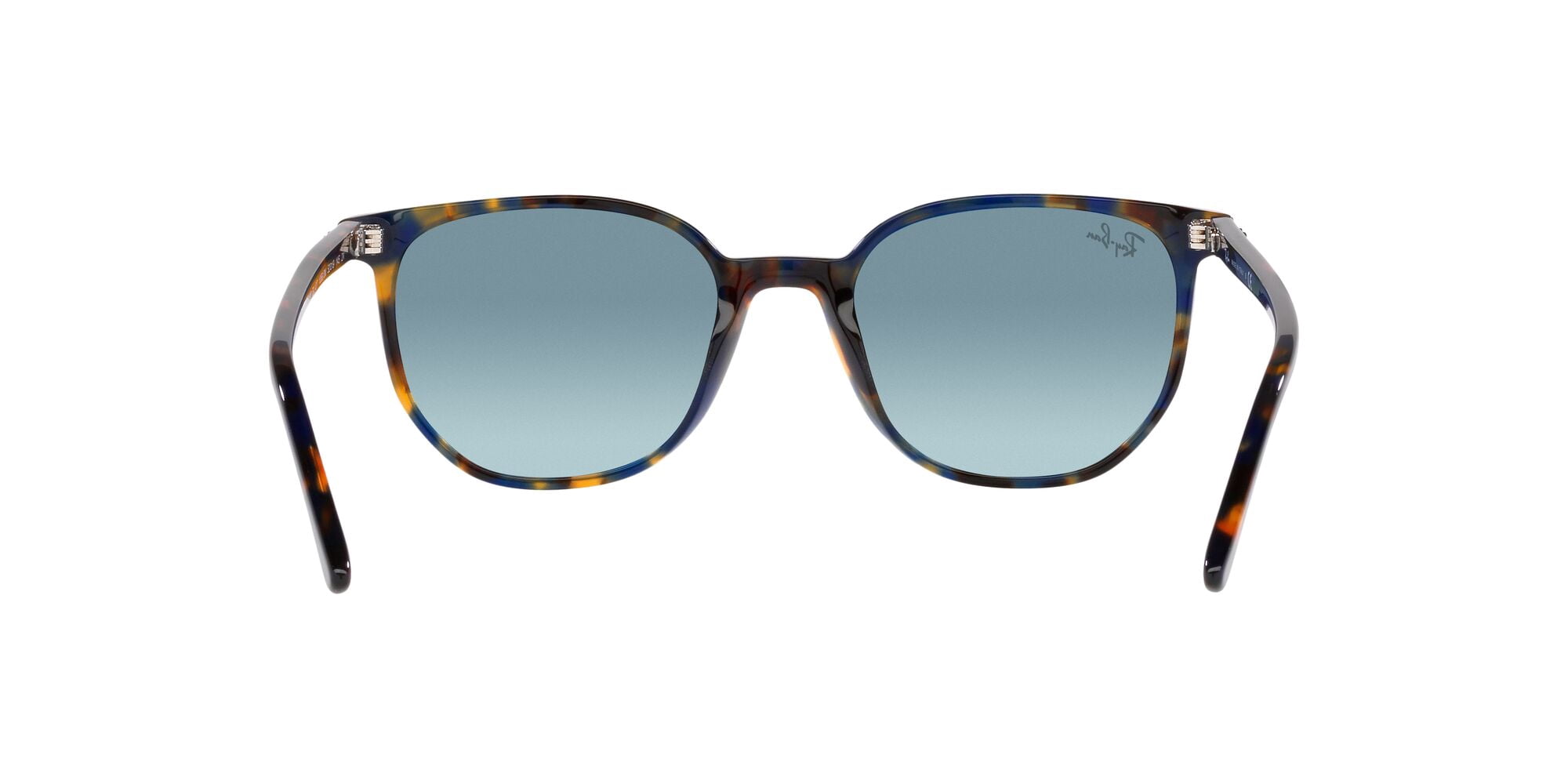 Ray-Ban Elliot Sunglasses, Minimalist Square Eyeglasses with Case, Yellow & Blue Havana/Blue Gradient, Size 52