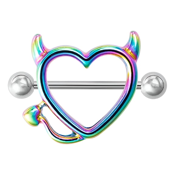 TELOLY Heart Women OX Horn Nipple Piercing Breast Rings Stainless Steel Body Jewelry MULTICOLOR