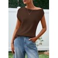 thumbnail image 2 of Remera PRETTYGARDEN de Punto con Hombros Descubiertos y Manga Corta Color Café Talle S, 2 of 9