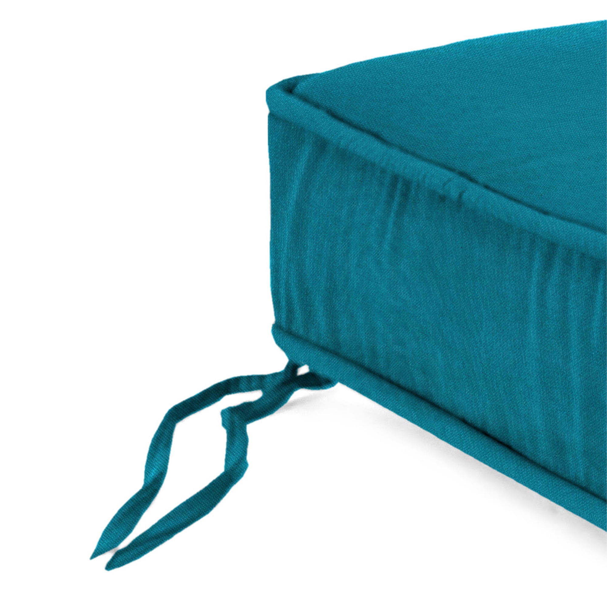 Jordan Manufacturing 22.5" x 22.5" Canvas Turquoise Solid Square Outdoor Deep Seat Cushion with Ties and Welt