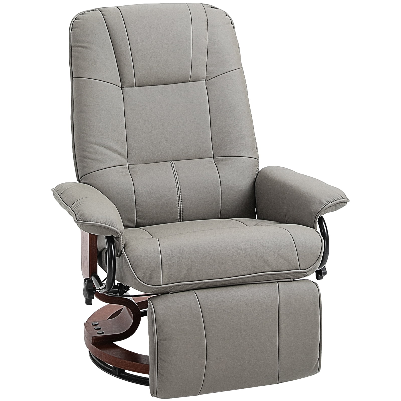 HomCom Faux Leather Adjustable Manual Swivel Base Recliner Chair with