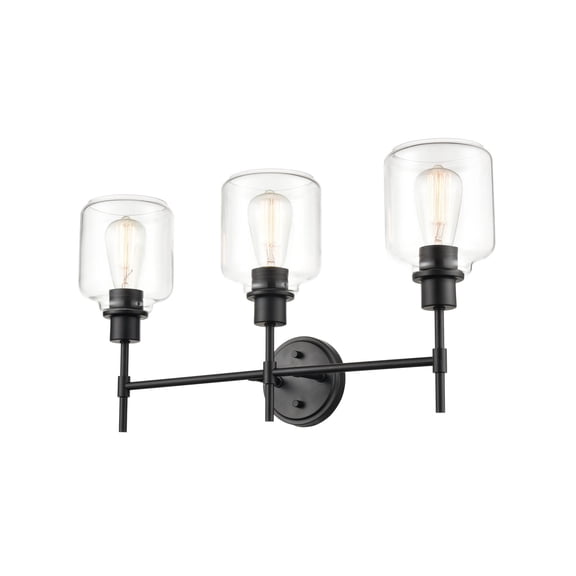 Millennium Lighting Asheville 3 Light Bathroom Vanity Fixture with Clear Glass Shades in Multiple Finishes Matte Black Black Matte
