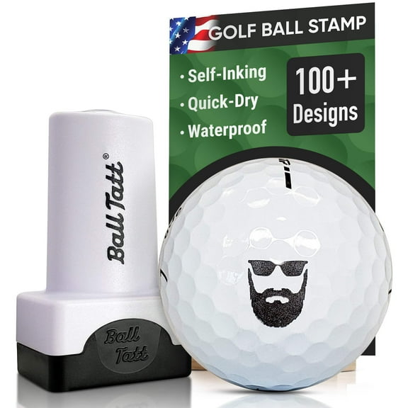 Ball Tatt Golf Ball Stamp Marker Self-Inking Quick-Dry Stamper, Black, Beard Man