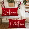 thumbnail image 2 of Christmas Pillow Covers 12x20 Set of 2,Merry Christmas Believe Decorations Pillows Decorative Throw Pillow Cases,Red Xmas Lumbar Cushion Covers for Winter Holiday Home Couch, 2 of 6