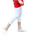 thumbnail image 6 of Juslio Girls Capris 3-14 Years Girls' Casual Solid Color Elastic Cropped（White Capris， 160）, 6 of 7