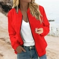 thumbnail image 2 of Women's Lightweight Baseball Jacket Long Sleeve Zip Up Casual Outerwear Coat Stylish Comfortable Spring Fall Windbreaker with Pockets, 2 of 2