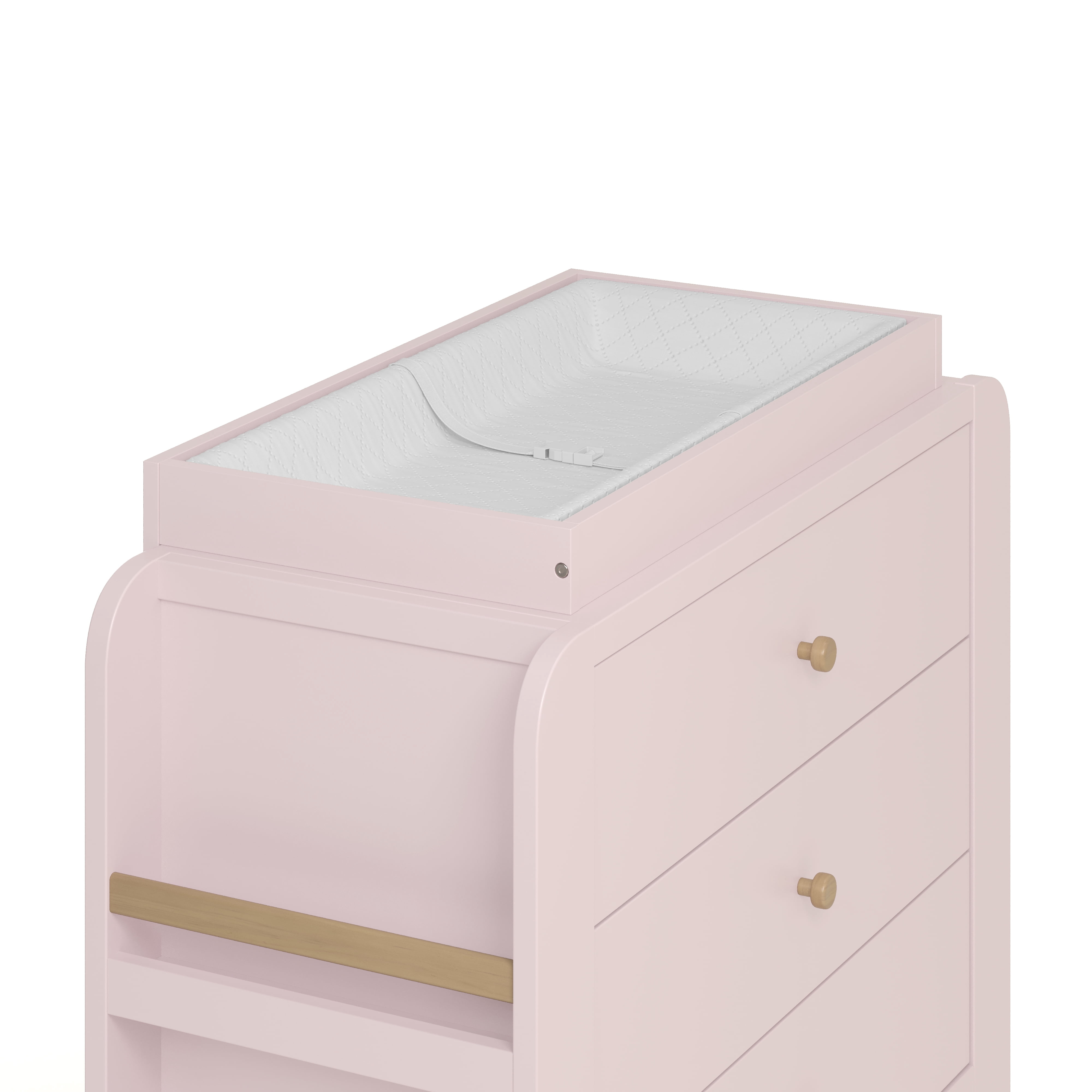 Graco Read-with-Me 3 Drawer Chest with Bookshelves and Removable Changing Topper, Blush with Driftwood