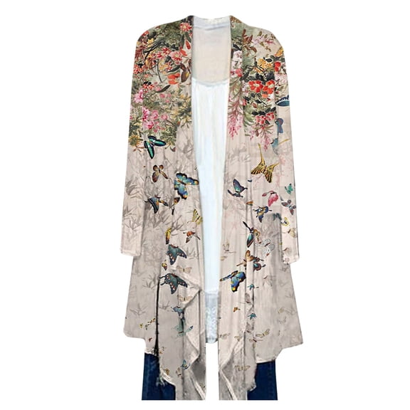 Vedolay Sweaters for Women Casual Long Sleeve Pocket Knit Relaxed Open Front Cardigan Khaki,2XL