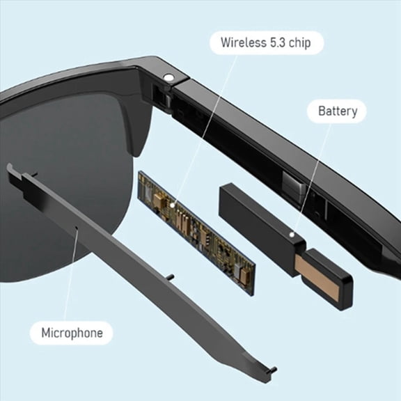 2X New Smart Bluetooth V5.3 Sunglasses Glasses Call Outdoor Sports Headphones HIFI Black Technology Anti-Touch UV,2 * audio sunglasses 2 * data cable,Black