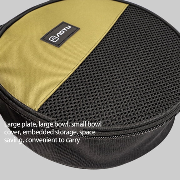 Kieccall Round Camping Dinnerware Storage Bag Portable Plate Bowl Organizer For BBQ Gift