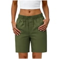 thumbnail image 2 of Womens Cargo Shorts High Waisted Button Quick Dry Athletic Shorts Lightweight Running Summer Hiking Shorts with Pockets, 2 of 9
