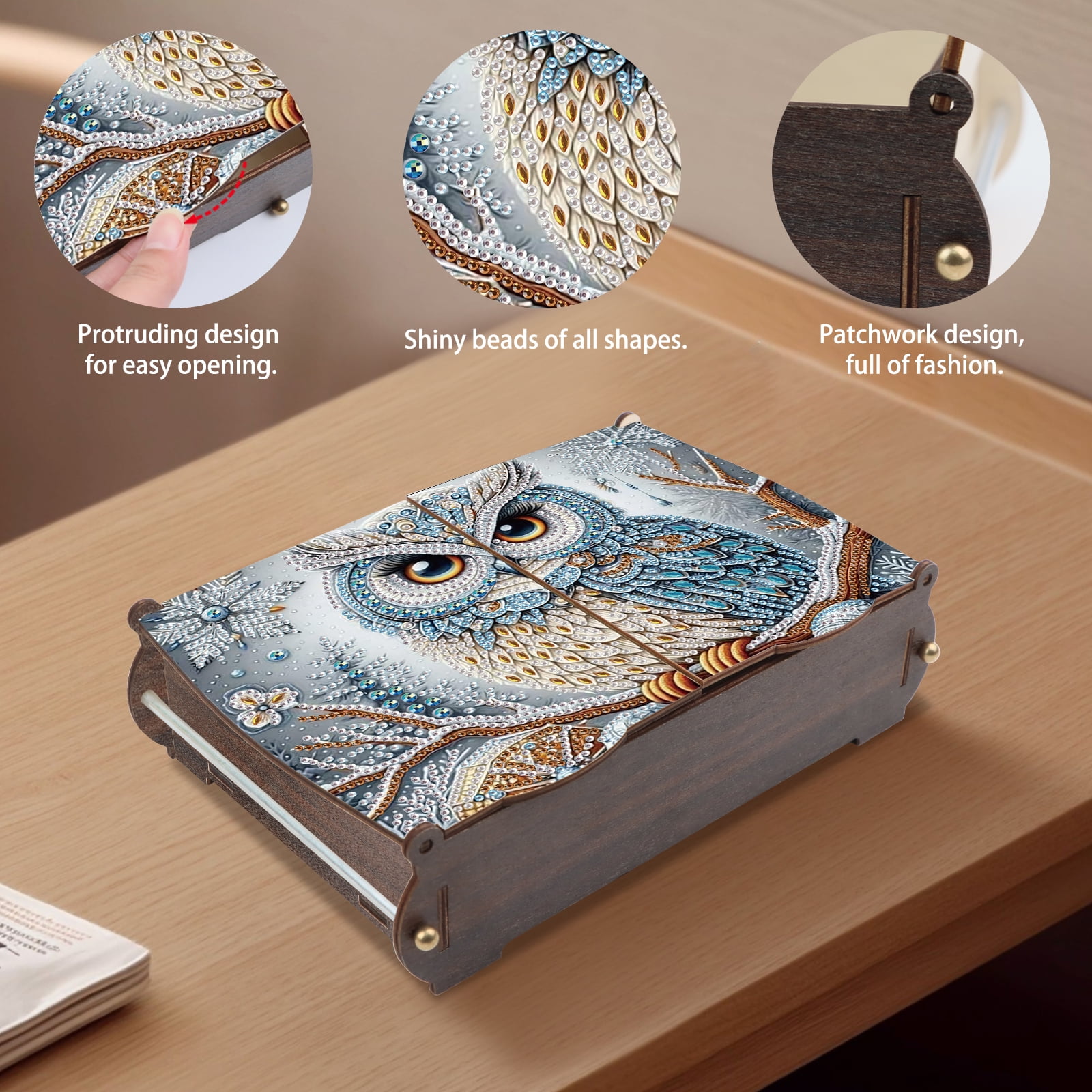 Diamond Painting Kit Storage Box Bold Owl DIY Multi-Functional Craft Storage Box Perfect for Home Offices and Holiday Gifts