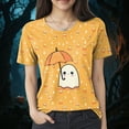 thumbnail image 2 of Godom Halloween Shirts for Women Cute Ghost Graphic T Shirt Halloween Short Sleeve Tee Tops, 2 of 4