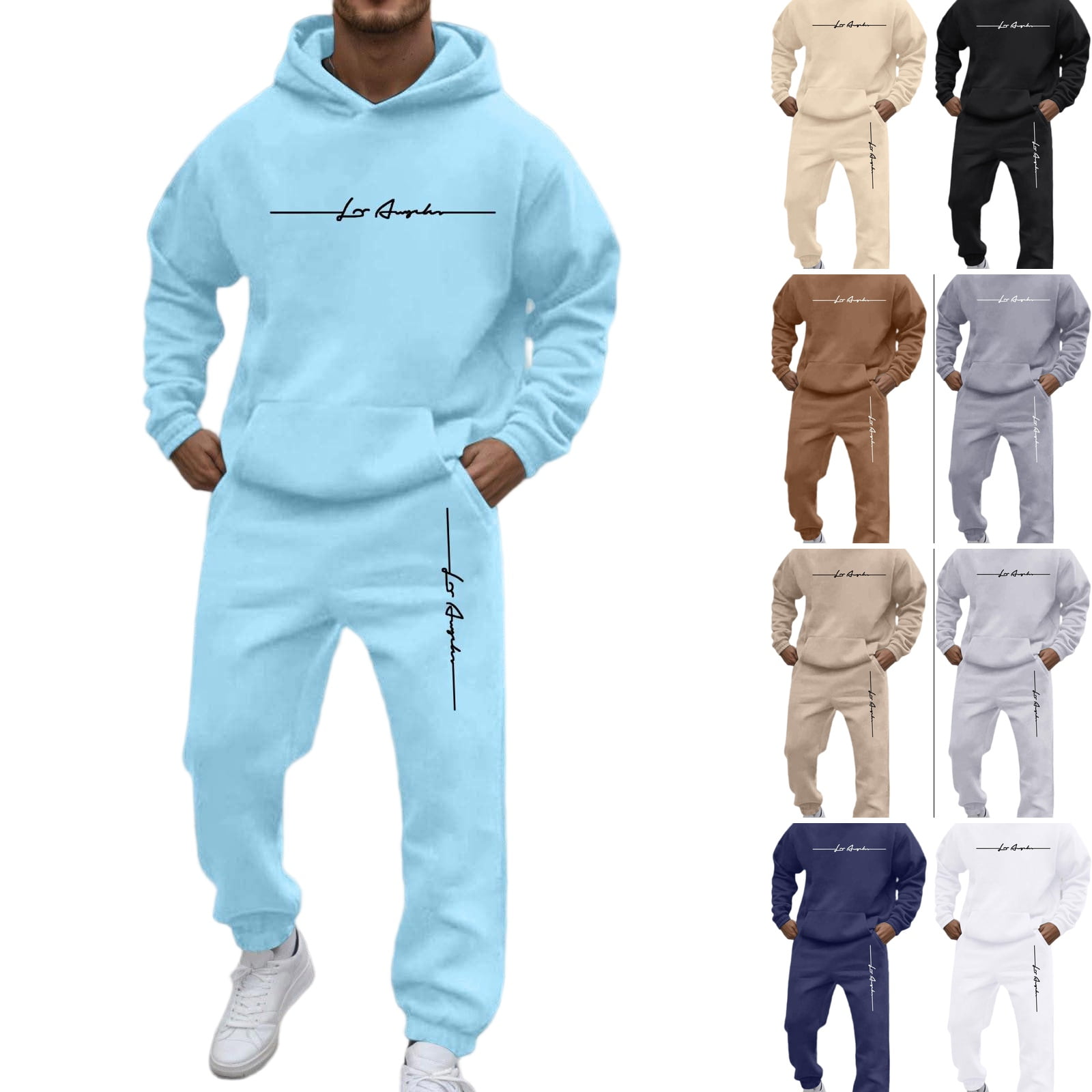 DORKASM Track Suits Mens Sweatsuit 2 Piece Set Hoodies and Sweatpants Sets Trendy Jogging Workout Sweat Suits Athletic Tracksuit Outfit Light Blue L