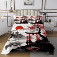 thumbnail image 1 of Erosebridal Japanese-Style Coverlet Set King, Red Maple Tree Bedding Set, Watercolor Ink Decor 3pcs, 1 of 5