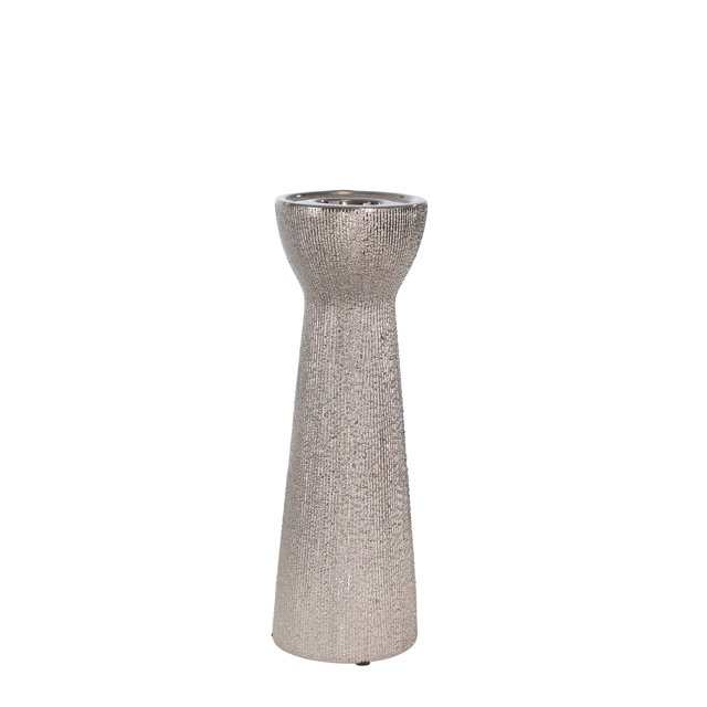 Sagebrook Home Ceramic 12" Bead Candle Holder,Silver