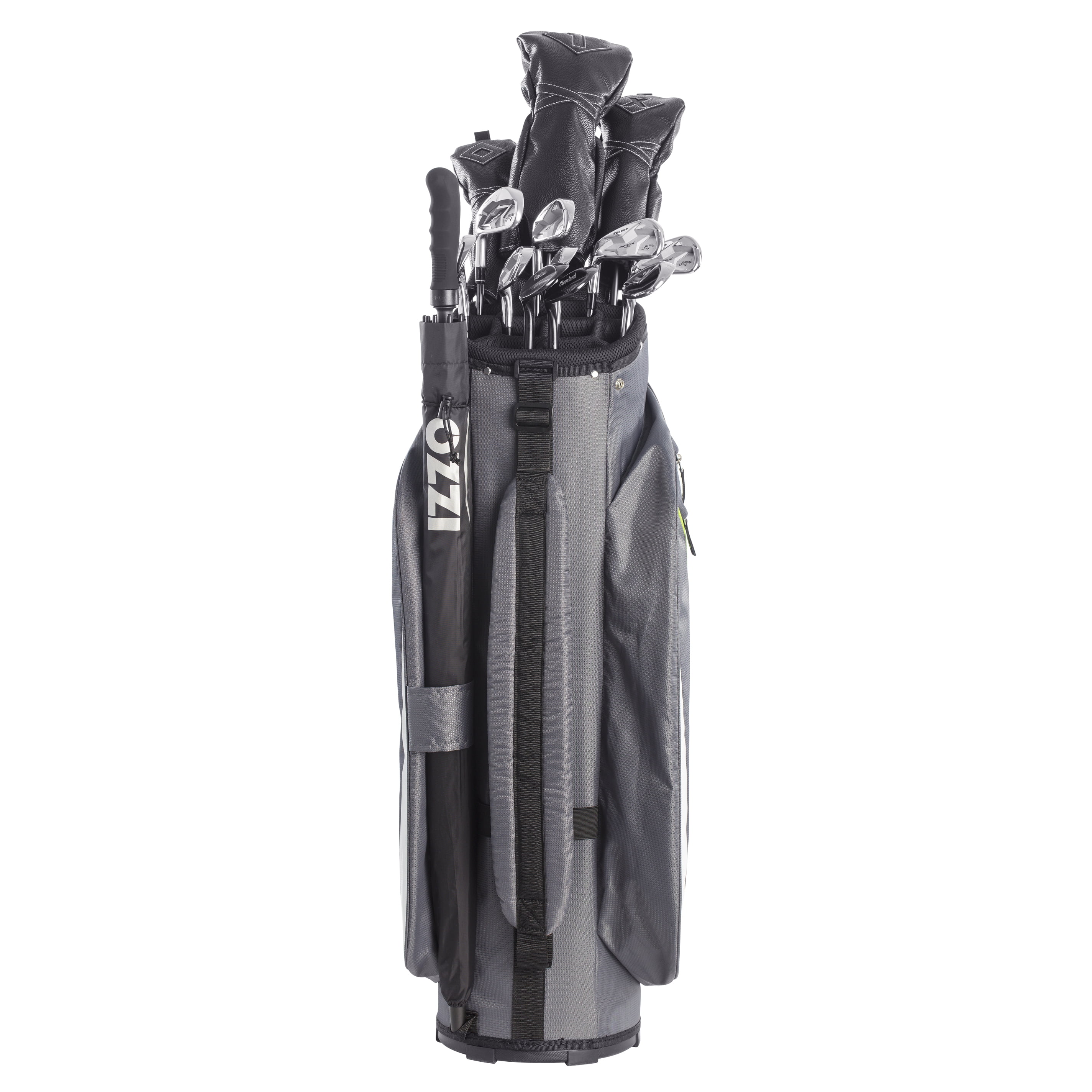 IZZO Golf Ultra-Lite Golf Cart Bag With Single Strap & Exclusive Features, Gray/Lime, 35’’ x 14’’ x 11’’