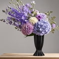 thumbnail image 4 of Rippled Roman Column Ceramic Vase, Textured Fluted Floral Arrangement Container, Modern Minimalist Decorative Vase for Bedroom Home Tabletop Centerpiece and Living Room Decoration, Black, 4 of 6