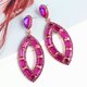 thumbnail image 3 of 3 pares de pendientes colgantes geométricos rectangulares, pendientes de aro bohemios para mujeres pendientes de gota rosa fuerte pendiente de gota de declaración ligera, 3 of 5