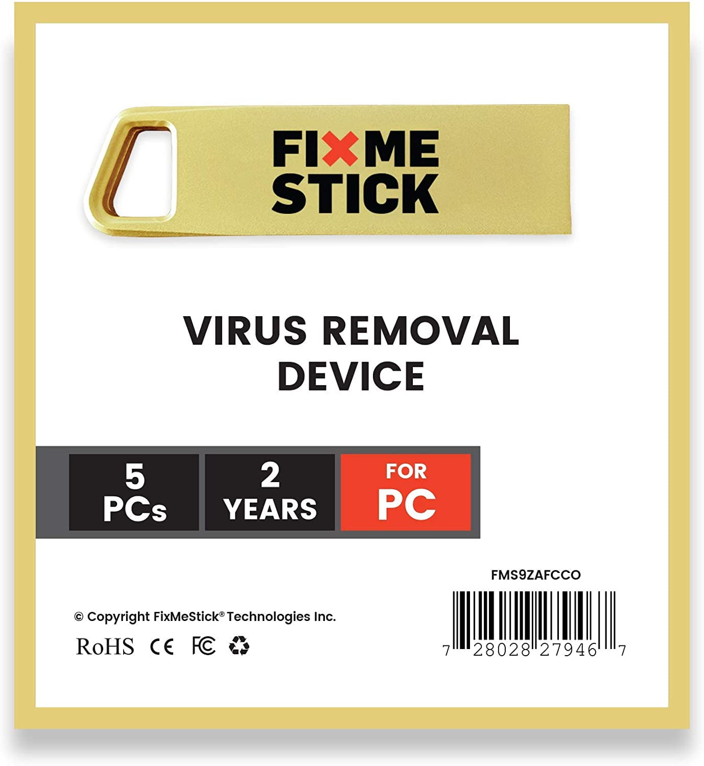 FixMeStick Gold Computer Virus Removal Stick for Windows PCs