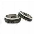thumbnail image 2 of Personalized Stainless Steel Couples Spinner Ring with Black Enamel For Her, 2 of 2