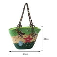 thumbnail image 6 of Bohemian Hand-embroidered Starfish Straw Bag Beaded Women Woven Handbag (Green), 6 of 10