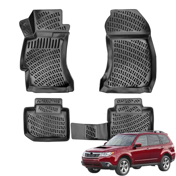 BMY MOTORS Car Floor Mats Liner Compatible for Subaru Forester 2009-2013 | Front & 2nd Row Seat | Waterproof | All Weather | Durable, Black