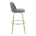 thumbnail image 3 of Toriano 30" Grey Fabric Bar Stools (Set of 2) - Swivel, Gold Metal Frame, Round Footrest. Modern Kitchen/Bar Furniture. Fixed Height. Indoor Use., 3 of 6