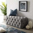 thumbnail image 2 of Posh Living Brice Modern Button-Tufted Linen Fabric Bench in Light Gray, 2 of 8