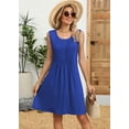 thumbnail image 4 of Women's Spring Crew Neck Sleeveless Printed Flowy A-Line Sundress with Pockets Casual Midi Dress, 4 of 7