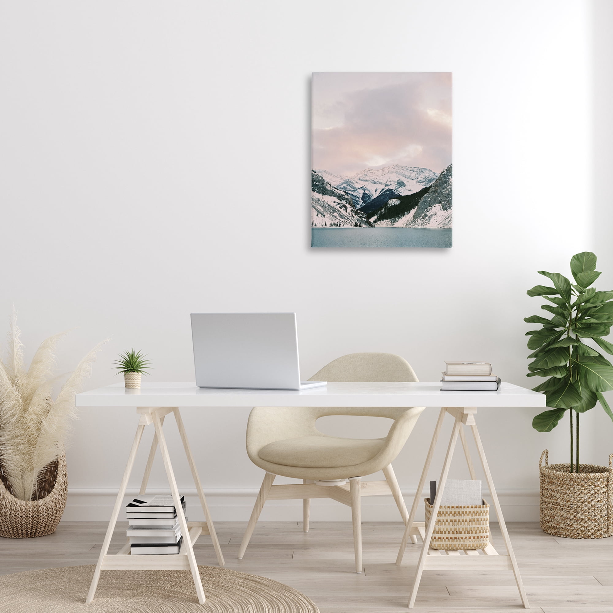 Stupell Industries Snowy Peaks Seascape Landscape Photography Gallery Wrapped Canvas Art Print Wall Art, 24 x 30