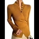 thumbnail image 3 of Suéter Básico de Punto para Mujer, Elegante Jersey de Cuello Alto con Botones, Corte Entallado, Abertura Cruzada y Larga. Color Naranja XL, 3 of 7