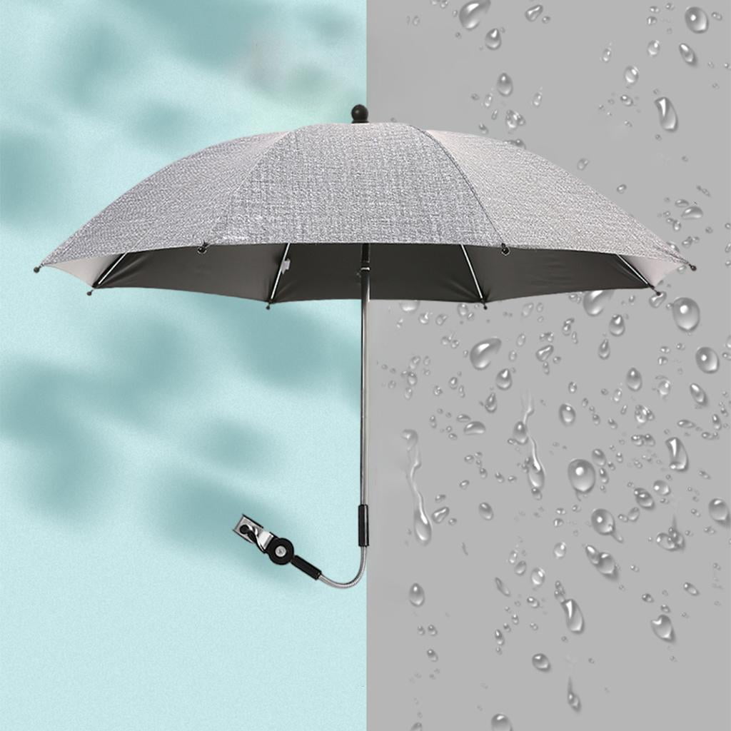 LeeQinersw Baby Stroller Parasol Clamp-On Shade Umbrella Sun Shade Parasol Rain Protecter Gray