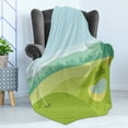 thumbnail image 4 of Golf Soft Flannel Fleece Blanket, Abstract View of Teeing Ground Surrounded by Tree Forest Game Hobby Cartoon, Cozy Plush for Indoor and Outdoor Use, 50" x 70", Pale Blue Apple Green, by Ambesonne, 4 of 5