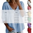 thumbnail image 3 of Women's Plus Size Peplum V Neck Lace 3/4 Sleeve Top Loose Casual, 3 of 6