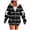 Black-A, variant on Hooded Jackets For Women Front Zip Print Bow Cardigan Plus Size Casual Loose Stylish Outwear With Pockets (XL, White)
